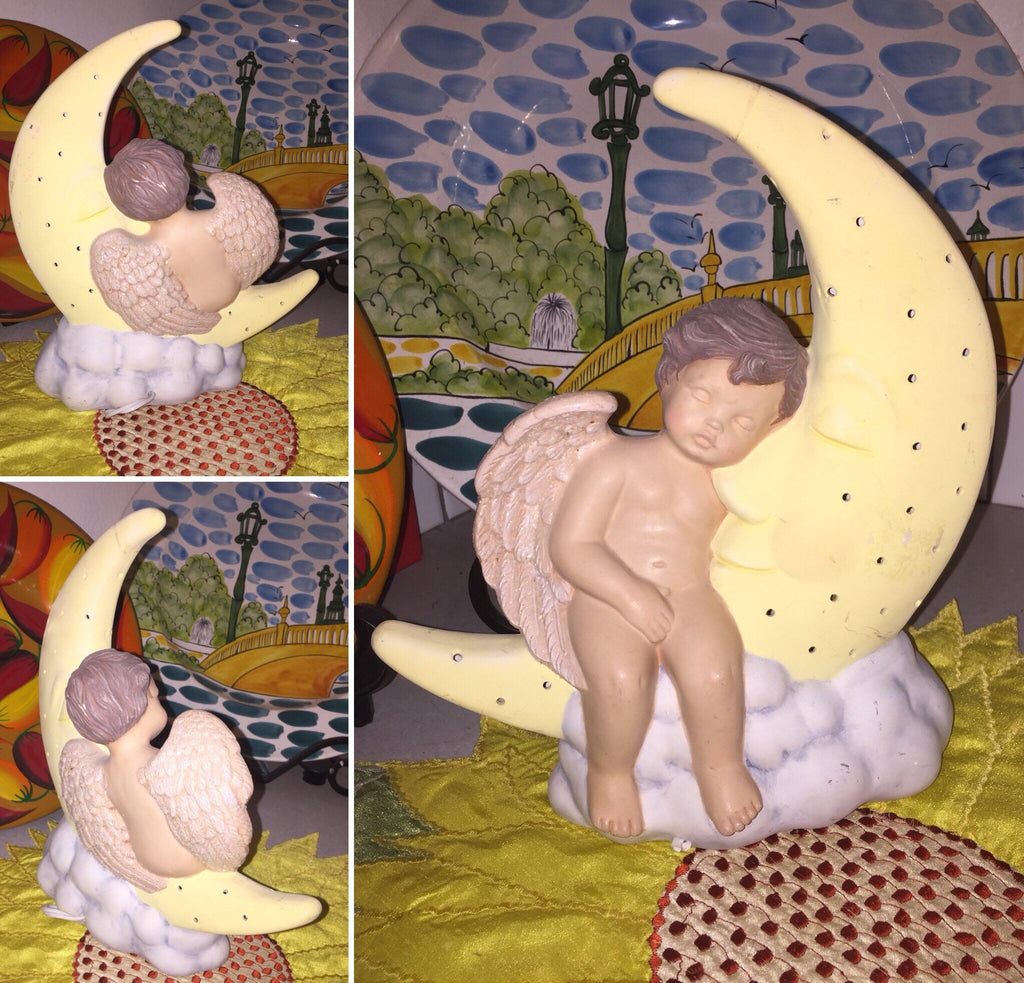 Vintage Light Lamp Sleeping Angel Half Moon