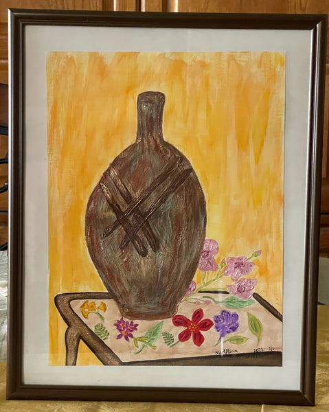 Original Acrylic Painting on Paper Artwork "Florero" or “Vase"