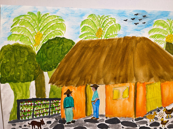 Original Watercolor Painting on Paper Artwork "Techo de Paja" or “Straw Roof”