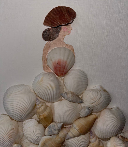 Handcrafted Paper Art Victorian Lady Seashells Dress