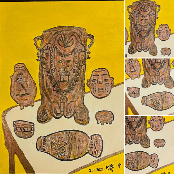 Original Acrylic Painting on Paper Artwork "Vasijas" or “Vessels"