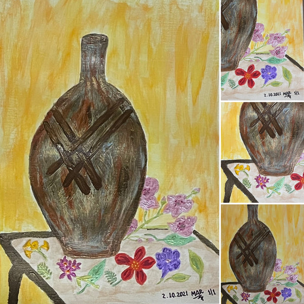 Original Acrylic Painting on Paper Artwork "Florero" or “Vase"
