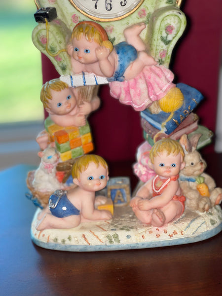 Adorable Babies Desk Table  Clock