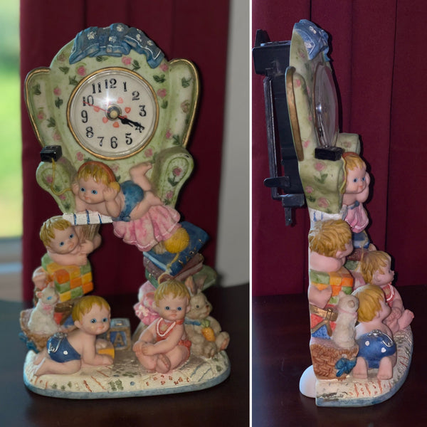 Adorable Babies Desk Table  Clock