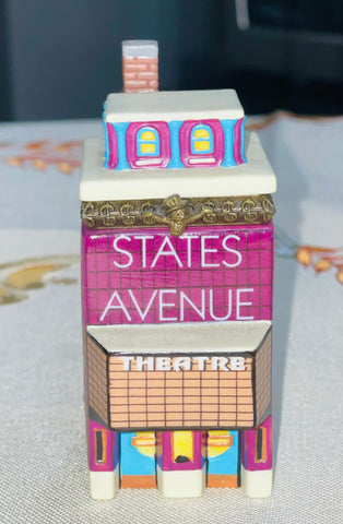 1999 Porcelain Hinged Trinket Box Hasboro Monopoly States Avenue Theatre