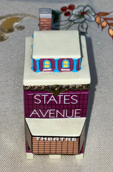 1999 Porcelain Hinged Trinket Box Hasboro Monopoly States Avenue Theatre