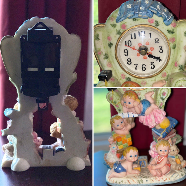 Adorable Babies Desk Table  Clock