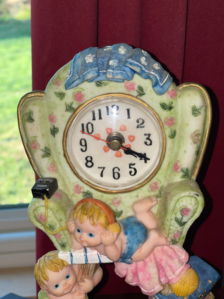 Adorable Babies Desk Table  Clock