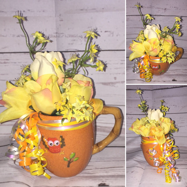 Handcrafted Floral Arrangement in a Cup