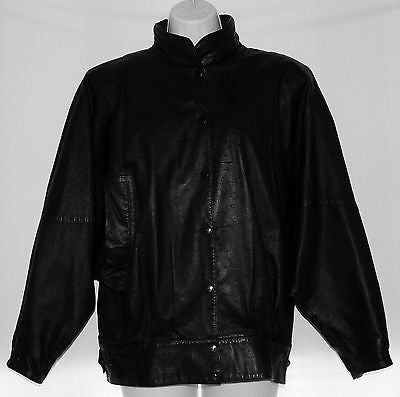 Leather Bomber Black Jacket Size M