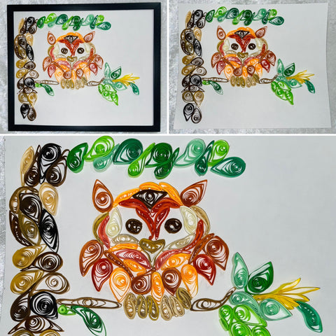 Handcrafted Quilled PaperArt Orange Owl Wall Hanging