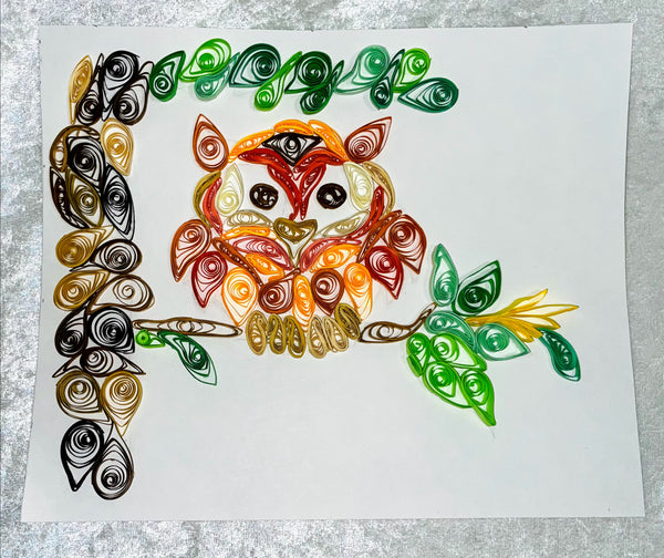 Handcrafted Quilled PaperArt Orange Owl Wall Hanging