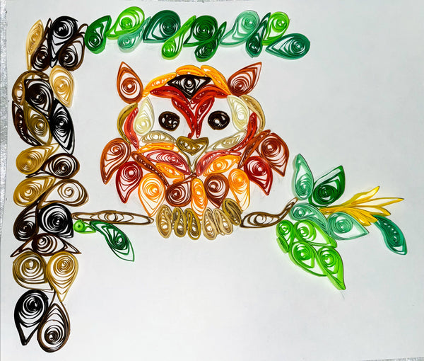 Handcrafted Quilled PaperArt Orange Owl Wall Hanging