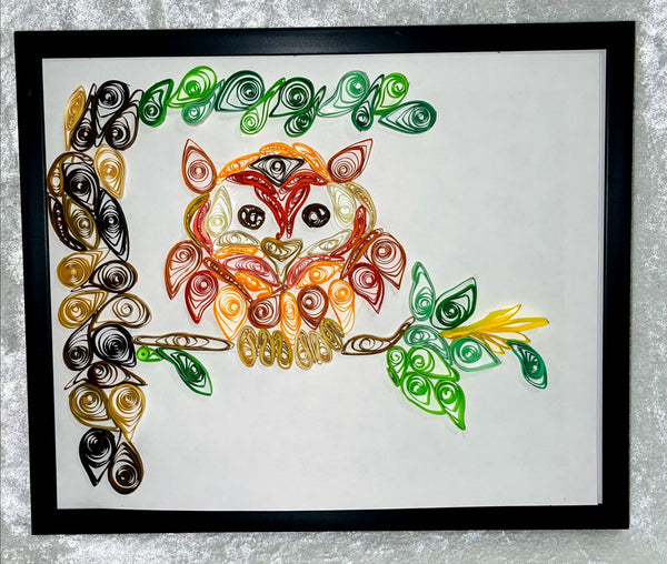 Handcrafted Quilled PaperArt Orange Owl Wall Hanging