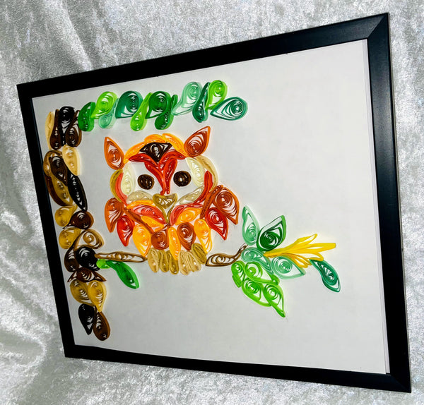 Handcrafted Quilled PaperArt Orange Owl Wall Hanging