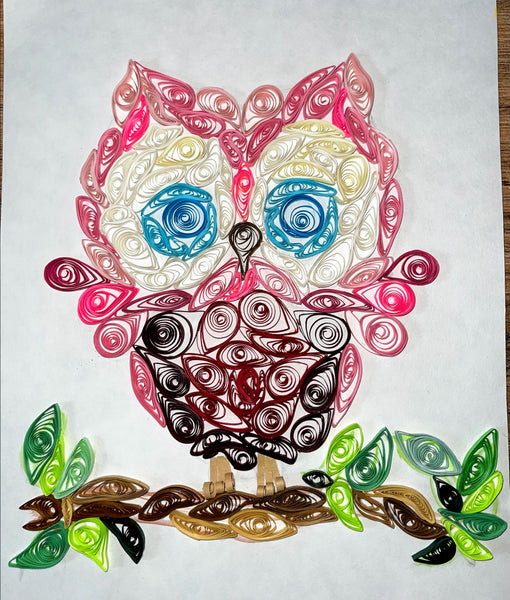 Handcrafted Quilled PaperArt Pink Owl Wall Hanging