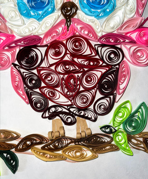 Handcrafted Quilled PaperArt Pink Owl Wall Hanging