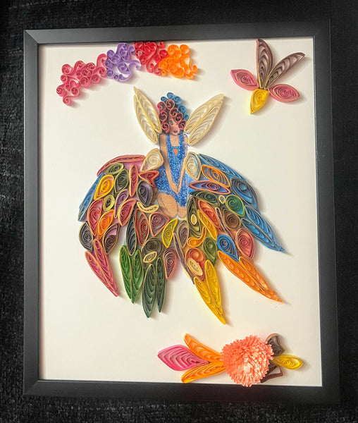 Handcrafted Quilled Paper Art Rainbow Fairy Wall Decor