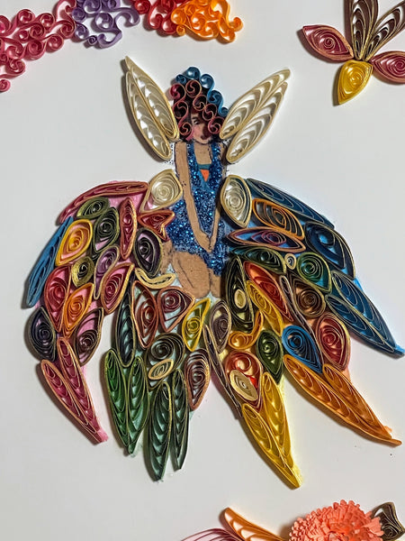 Handcrafted Quilled Paper Art Rainbow Fairy Wall Decor