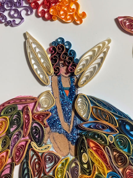 Handcrafted Quilled Paper Art Rainbow Fairy Wall Decor