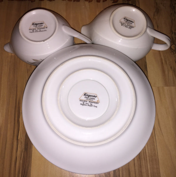 Vintage KAYSONS Gravy Dish Creamers GOLDEN RHAPSODY Fine China