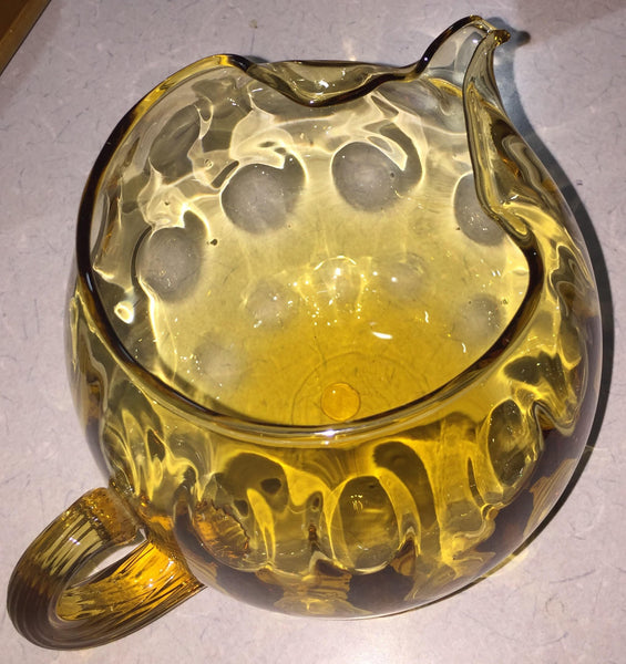 Vintage Handblown Amber Glass Pitcher Made in Italy