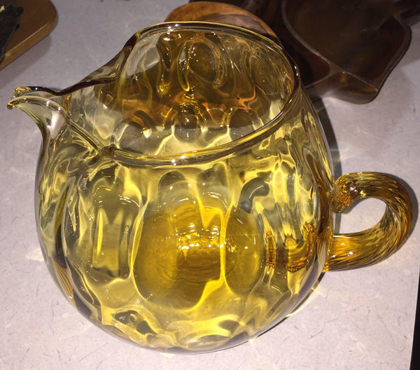 Vintage Handblown Amber Glass Pitcher Made in Italy