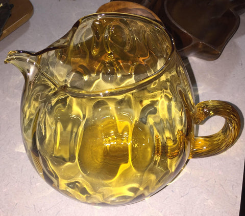 Vintage Handblown Amber Glass Pitcher Made in Italy