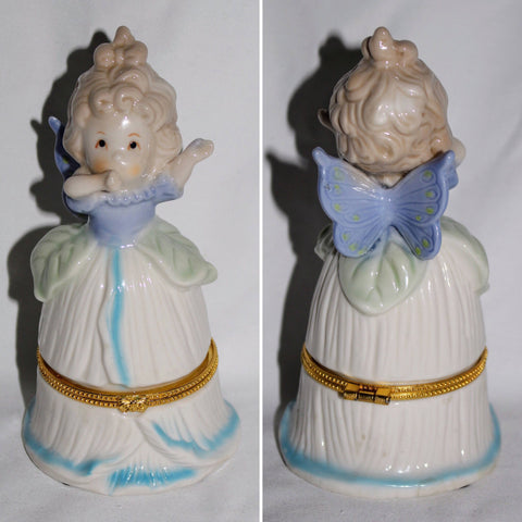 Vintage Fairy Angel Hinged Porcelain Trinket Jewelry Box