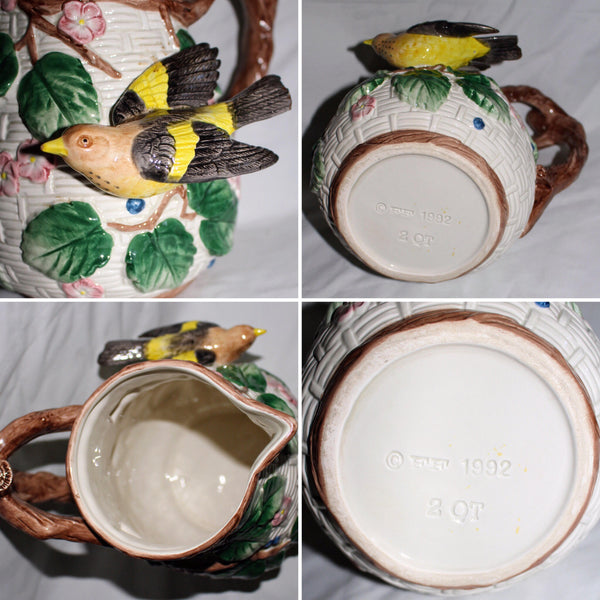 Vintage Unique 1992 FF Fitz & Floyd 2 Qt Flying Bird Pitcher