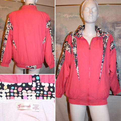 J Casuals Jacket Bright Pink Multicolor Patches Size S