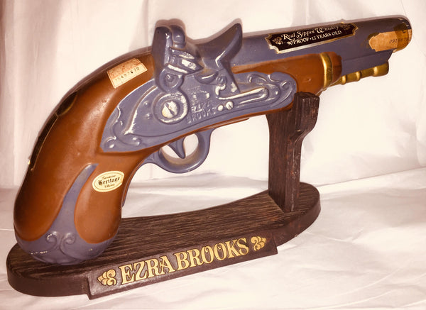 EZRA BROOKS Empty Decanter Flintlock for a Man Cave Barware