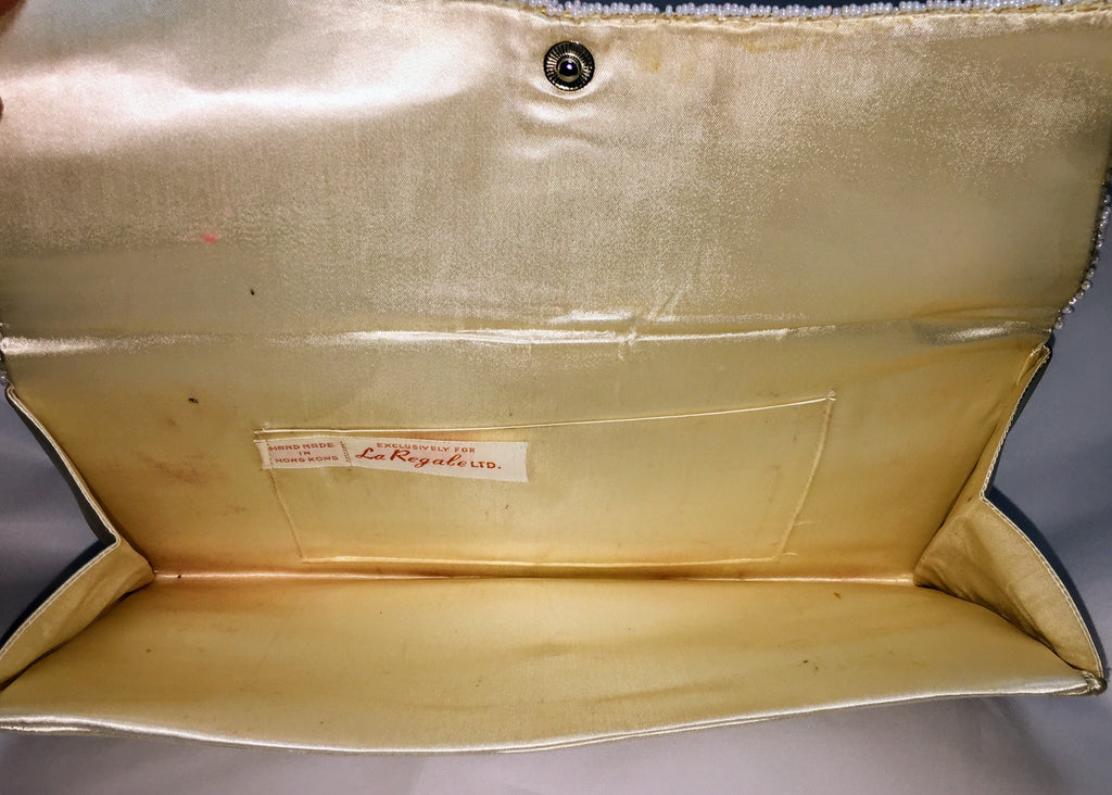 La Regale Yellow-Golden Beaded Handbag Purse Evening Clutch – La