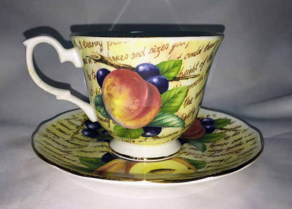 Vintage Teacup and Saucer “Parchment Fruit” by Duchess Fine Bone China