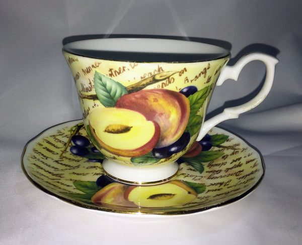 Vintage Teacup and Saucer “Parchment Fruit” by Duchess Fine Bone China