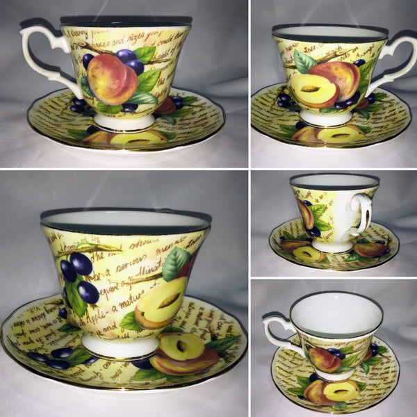 Vintage Teacup and Saucer “Parchment Fruit” by Duchess Fine Bone China