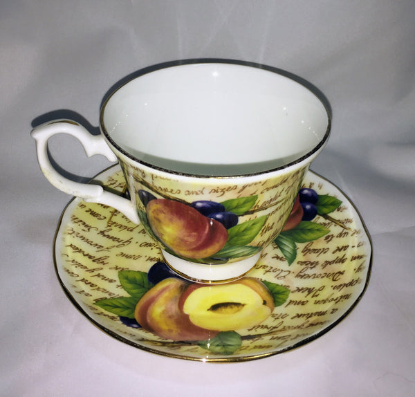 Vintage Teacup and Saucer “Parchment Fruit” by Duchess Fine Bone China