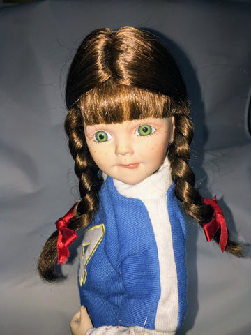 Braided Brown Hair Ceramic Doll Vintage Collectible