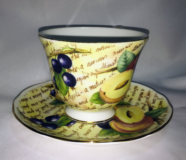 Vintage Teacup and Saucer “Parchment Fruit” by Duchess Fine Bone China