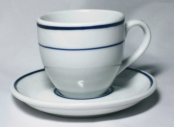 Lubiana Poland Personal Teacup and Saucer White Blue Trim