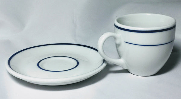 Lubiana Poland Personal Teacup and Saucer White Blue Trim