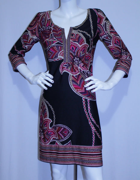 Roulette Sheath Dress Black, Hot Pink & White Floral Print Size 8