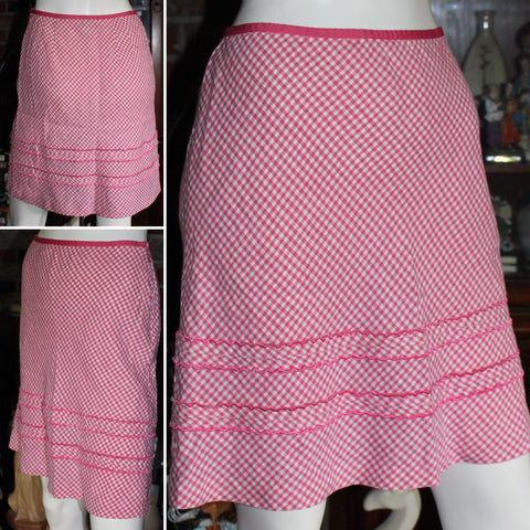 Vintage LOFT Ann Taylor Petite Skirt Pink & White Plaid Pattern Size 0