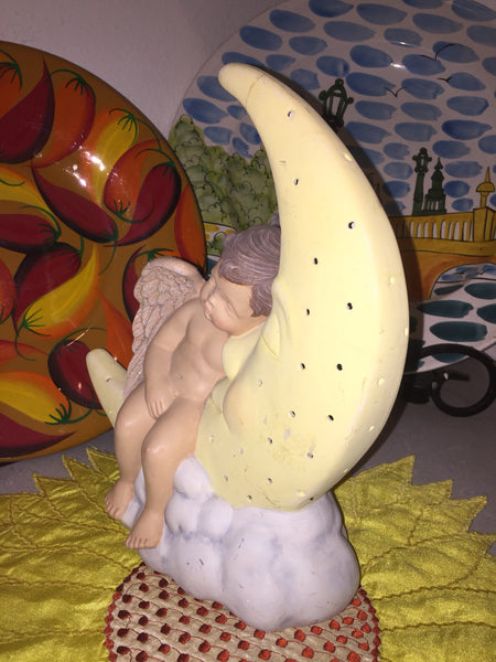 Vintage Light Lamp Sleeping Angel Half Moon