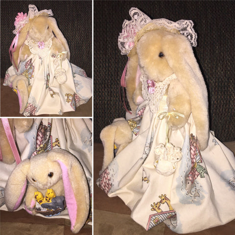 Vintage Easter Mommy Bunny and Baby Music Box "Make a Memory"