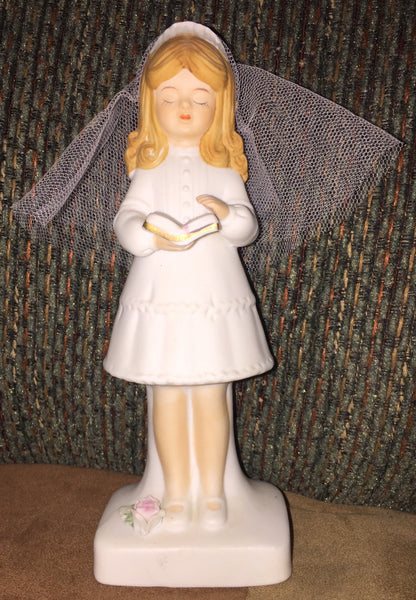 Enesco 1981 First Communion, Holy Communion Young Girl Figurine