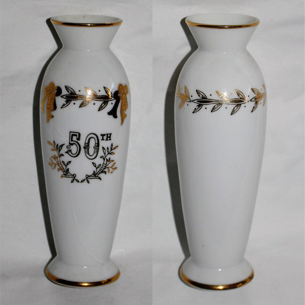 Vintage Lefton China Vase 50th Anniversary 4655