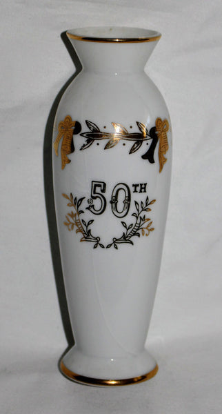 Vintage Lefton China Vase 50th Anniversary 4655