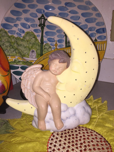 Vintage Light Lamp Sleeping Angel Half Moon