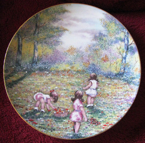 Collectible Plate 1977 "Picking Flowers" from Original Painting by Dominic Mingolla